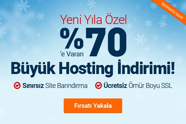 Yeni Yıla Özel %70 Hosting İndirimi İle Sınırsız Web Sitesi Barındırabilirsiniz!