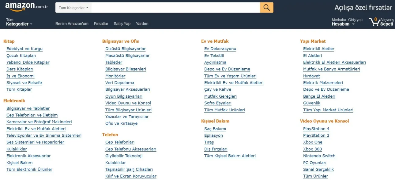 Amazon Türkiye Ekran Görüntüsü